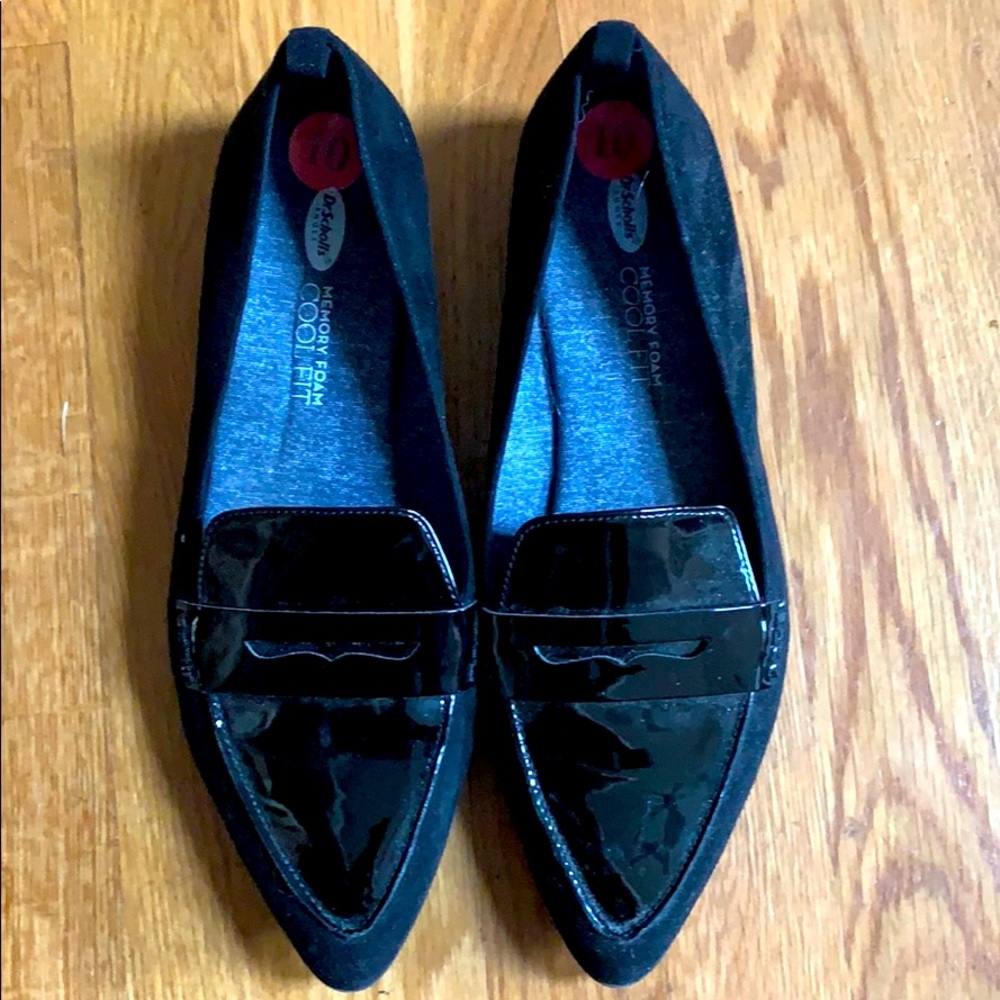 Suede patent leather loafers